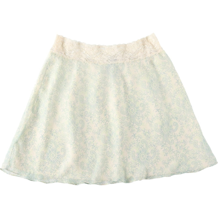 EXPRESS all-over paisley pattern silk flared mini skirt, women's size S. silk ivory Vintage Second Hand