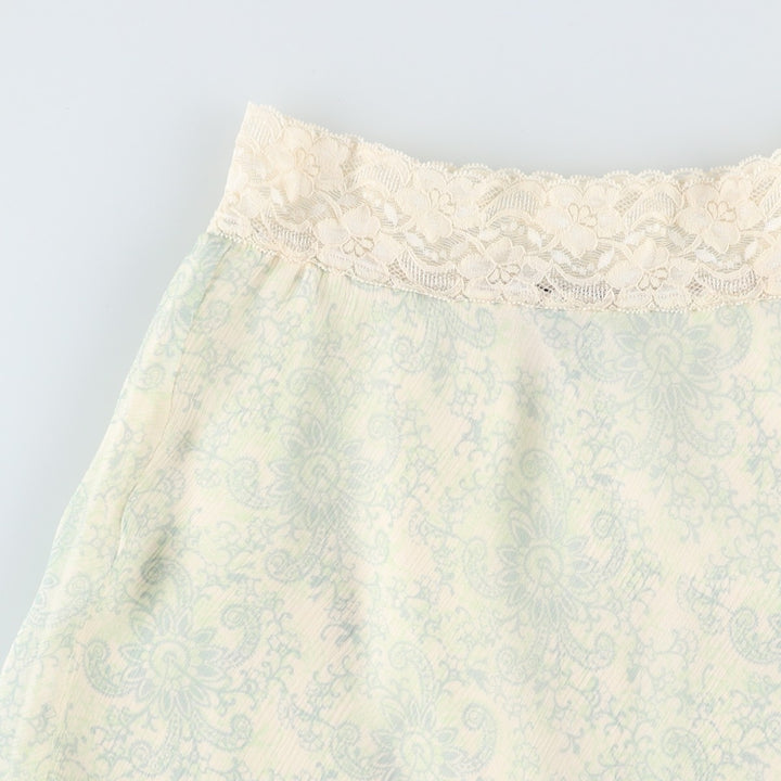 EXPRESS all-over paisley pattern silk flared mini skirt, women's size S. silk ivory Vintage Second Hand