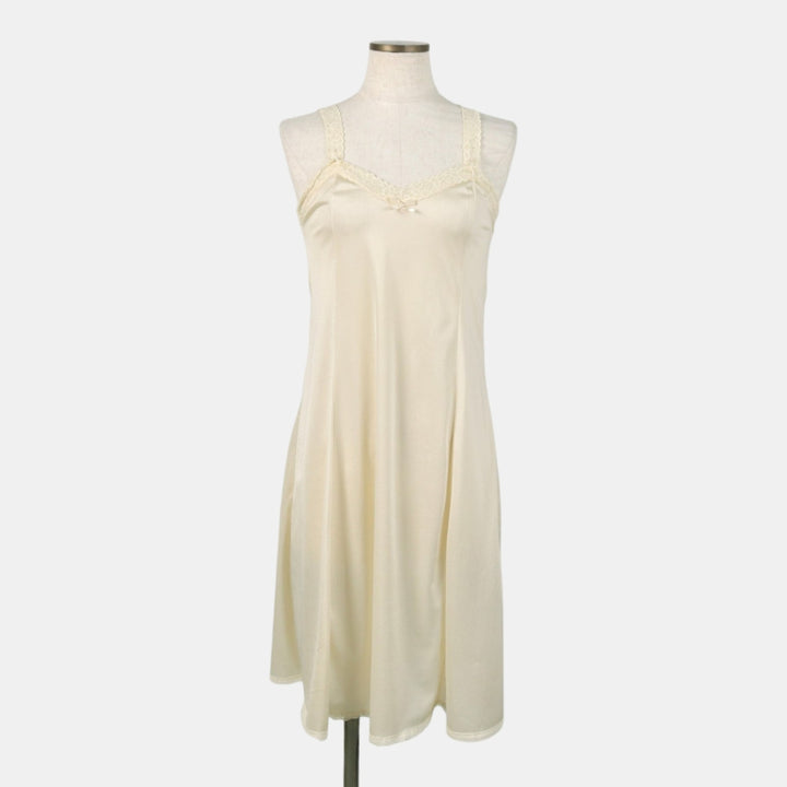 MEL-LIN Half-Length Lingerie Camisole Dress, Made in USA, Women's Size XS Nylon ivory Vintage Second Hand
