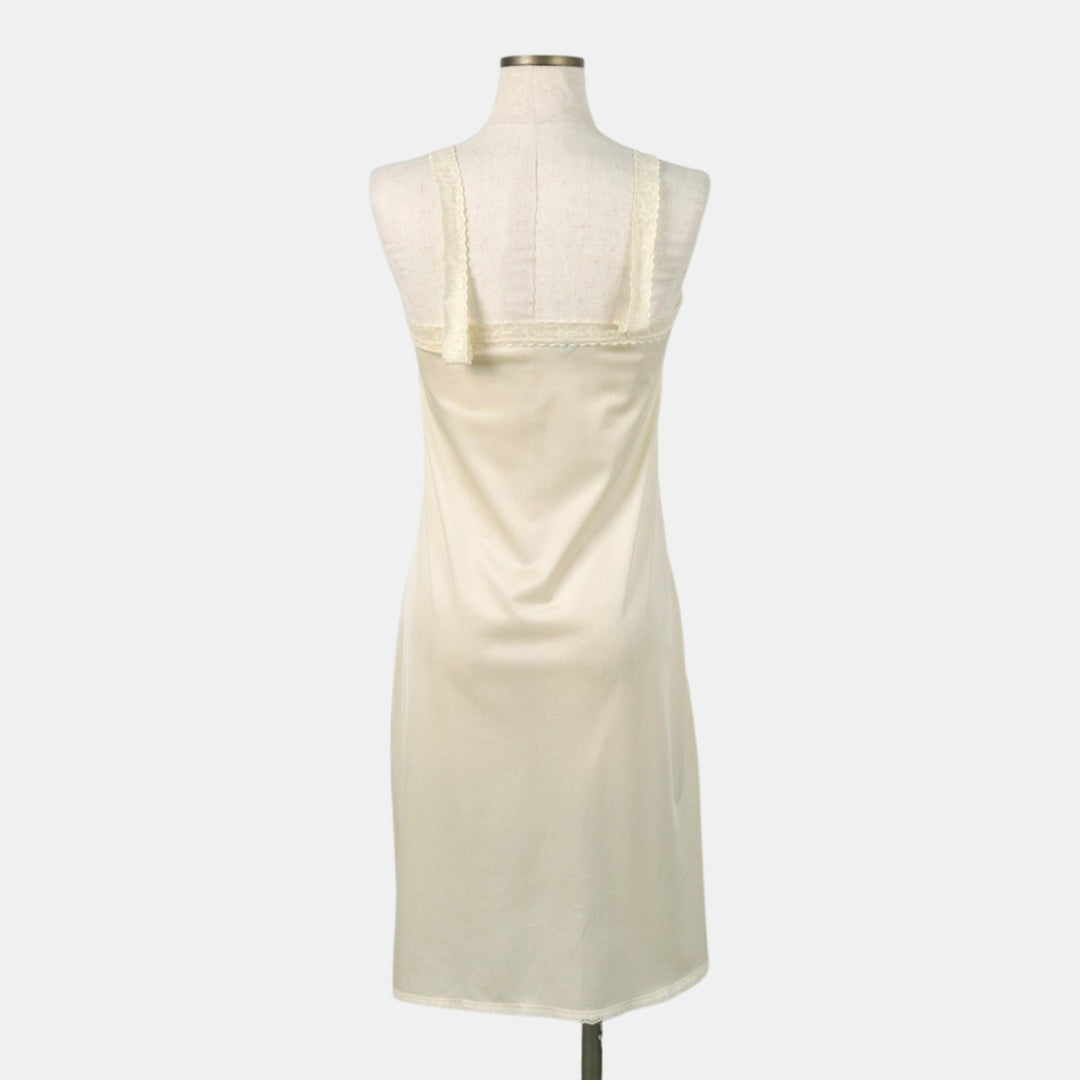 MEL-LIN Half-Length Lingerie Camisole Dress, Made in USA, Women's Size XS Nylon ivory Vintage Second Hand