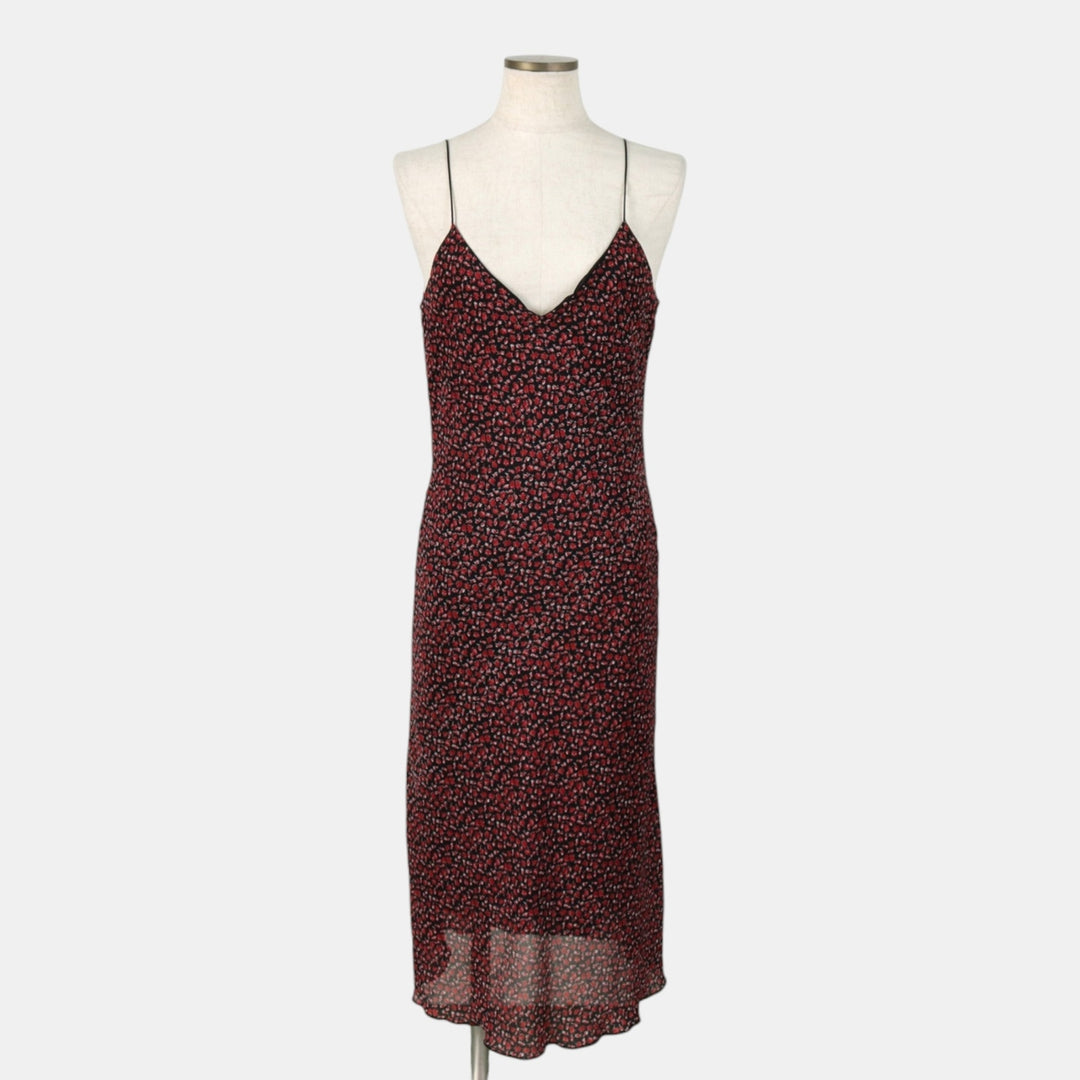 WMK All-over Floral Print Long Camisole Dress, Women's Size M (approx.) unclear black type Vintage Second Hand