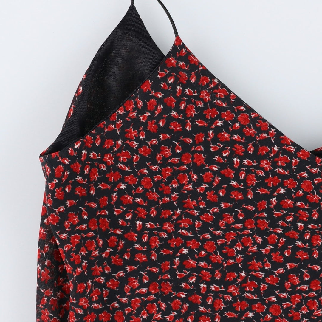 WMK All-over Floral Print Long Camisole Dress, Women's Size M (approx.) unclear black type Vintage Second Hand