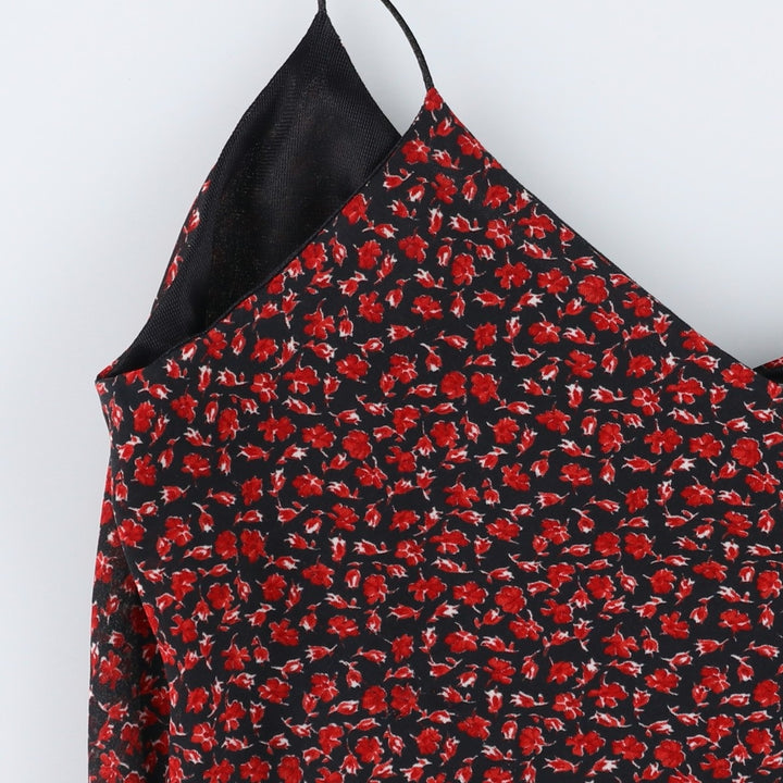 WMK All-over Floral Print Long Camisole Dress, Women's Size M (approx.) unclear black type Vintage Second Hand