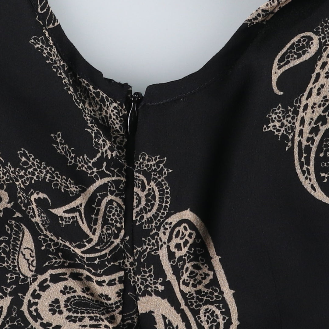 C and A YESSICA All-over print long irregular hem wrap sleeveless flared dress (women's size XL equivalent) polyester black type Vintage Second Hand