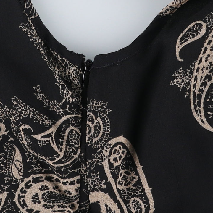 C and A YESSICA All-over print long irregular hem wrap sleeveless flared dress (women's size XL equivalent) polyester black type Vintage Second Hand