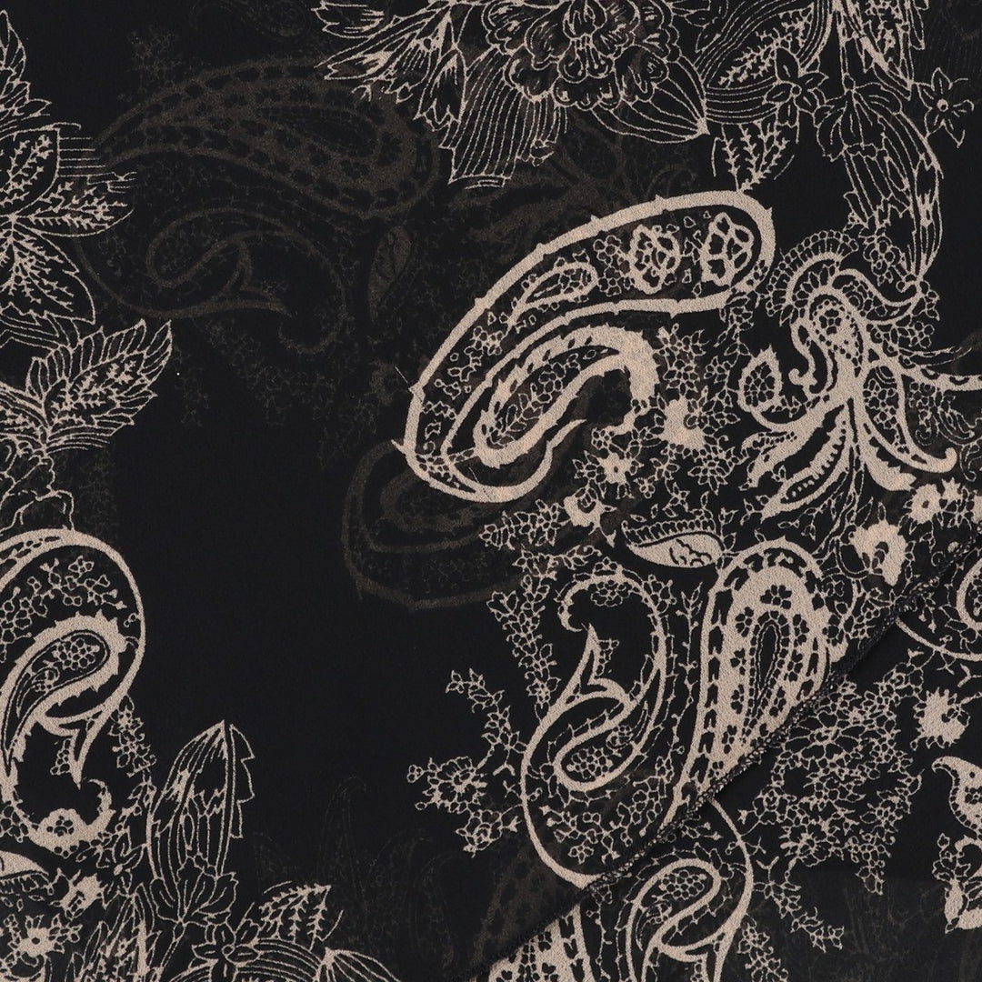 C and A YESSICA All-over print long irregular hem wrap sleeveless flared dress (women's size XL equivalent) polyester black type Vintage Second Hand