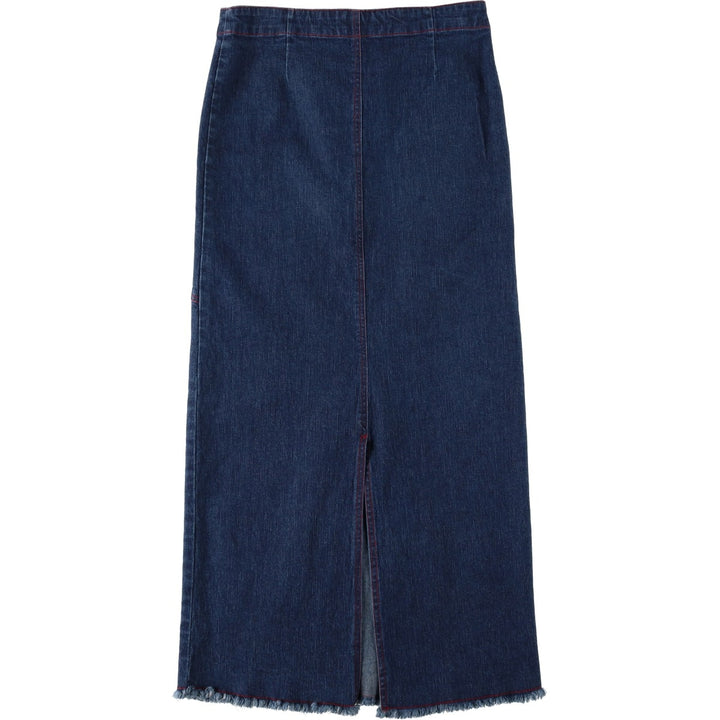 STONE JEANS Lace-up Denim Long Tight Skirt (Women's Size L) cotton Navy blue Vintage Second Hand