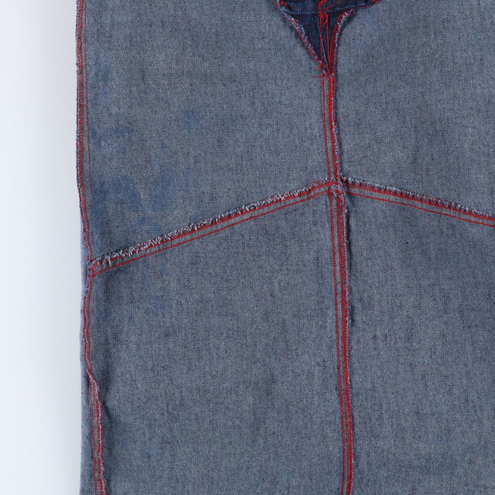 STONE JEANS Lace-up Denim Long Tight Skirt (Women's Size L) cotton Navy blue Vintage Second Hand