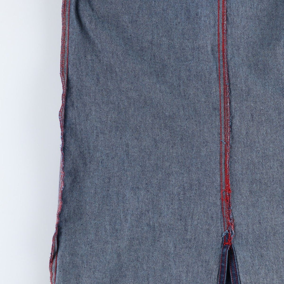 STONE JEANS Lace-up Denim Long Tight Skirt (Women's Size L) cotton Navy blue Vintage Second Hand
