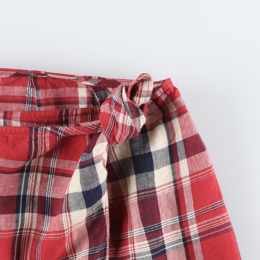 Ralph Lauren LAUREN Check Pattern Half-Length Wrap Skirt, Women's Size L (approx.) linen red type Vintage Second Hand