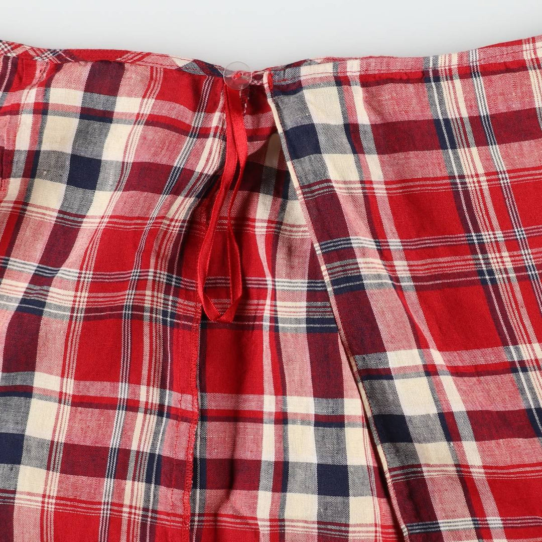 Ralph Lauren LAUREN Check Pattern Half-Length Wrap Skirt, Women's Size L (approx.) linen red type Vintage Second Hand