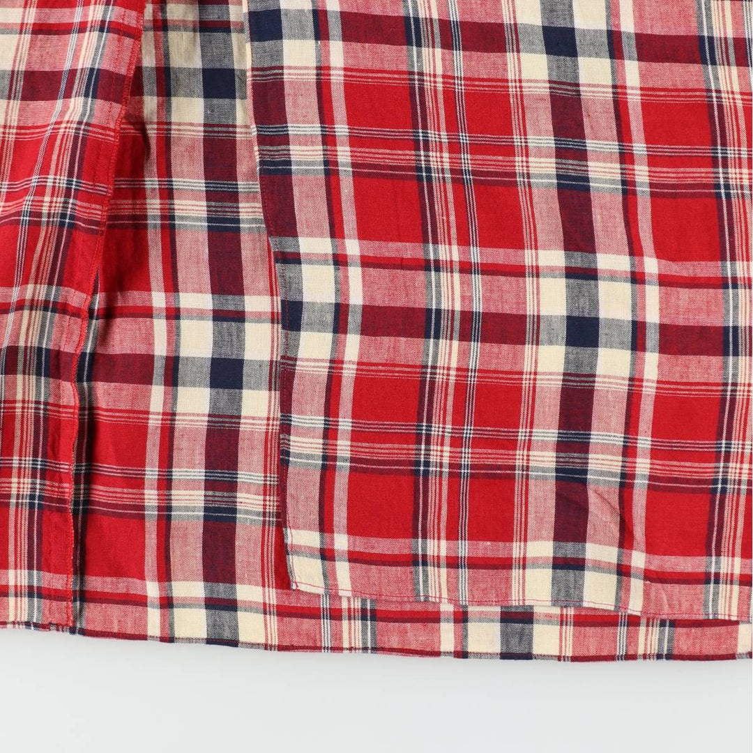 Ralph Lauren LAUREN Check Pattern Half-Length Wrap Skirt, Women's Size L (approx.) linen red type Vintage Second Hand
