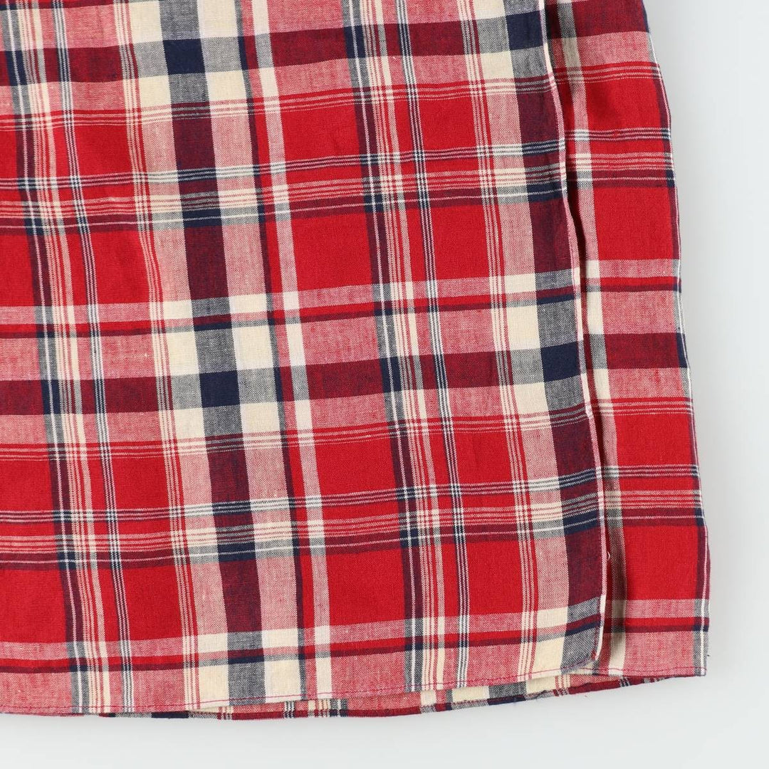 Ralph Lauren LAUREN Check Pattern Half-Length Wrap Skirt, Women's Size L (approx.) linen red type Vintage Second Hand