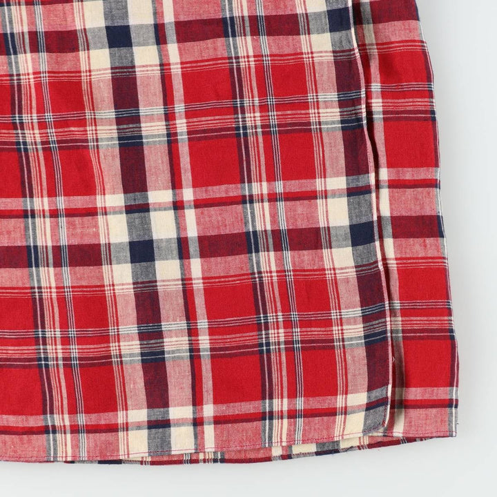 Ralph Lauren LAUREN Check Pattern Half-Length Wrap Skirt, Women's Size L (approx.) linen red type Vintage Second Hand