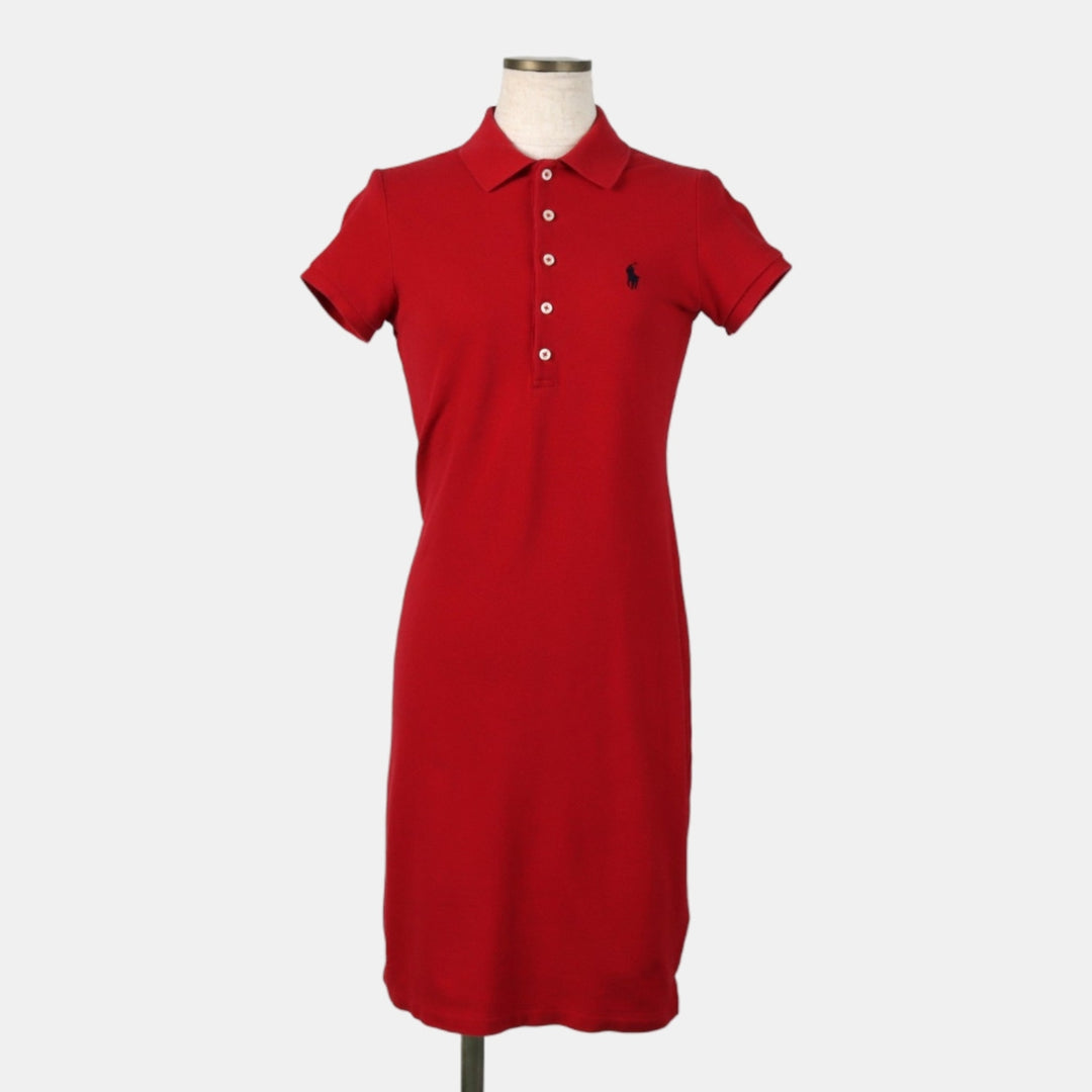 Ralph Lauren half-length short-sleeved polo shirt dress, women's size XS. cotton red type Vintage Second Hand