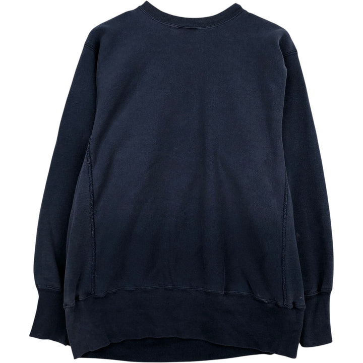 80'S Champion Reverse Weave Tricot Tag University of Iowa Check Pattern College Sweatshirt, Made in USA cotton navy blue type Vintage Second Hand