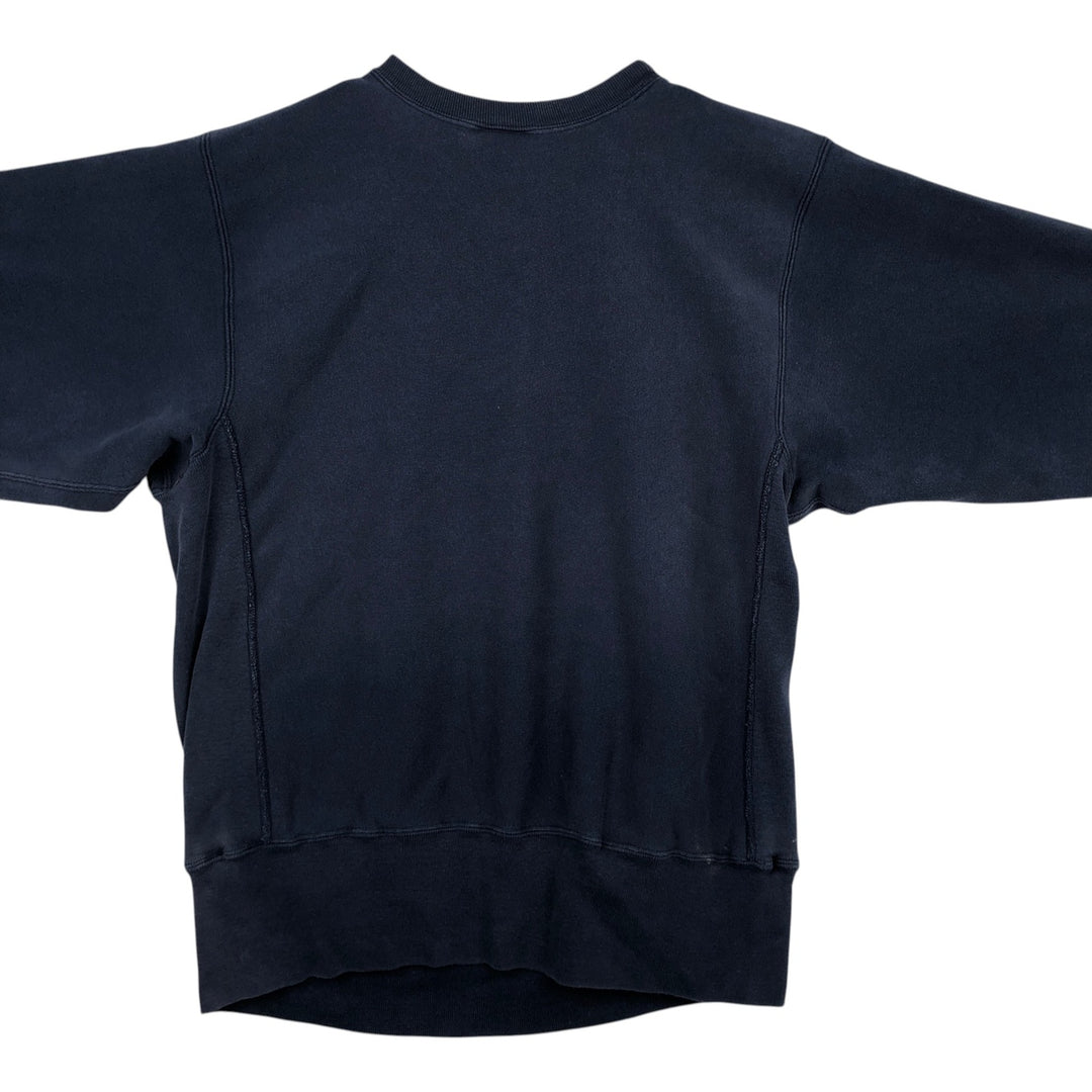 80'S Champion Reverse Weave Tricot Tag University of Iowa Check Pattern College Sweatshirt, Made in USA cotton navy blue type Vintage Second Hand