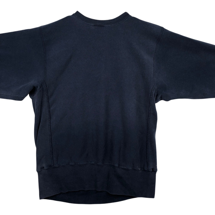 80'S Champion Reverse Weave Tricot Tag University of Iowa Check Pattern College Sweatshirt, Made in USA cotton navy blue type Vintage Second Hand