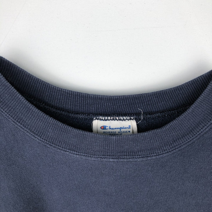 80'S Champion Reverse Weave Tricot Tag University of Iowa Check Pattern College Sweatshirt, Made in USA cotton navy blue type Vintage Second Hand
