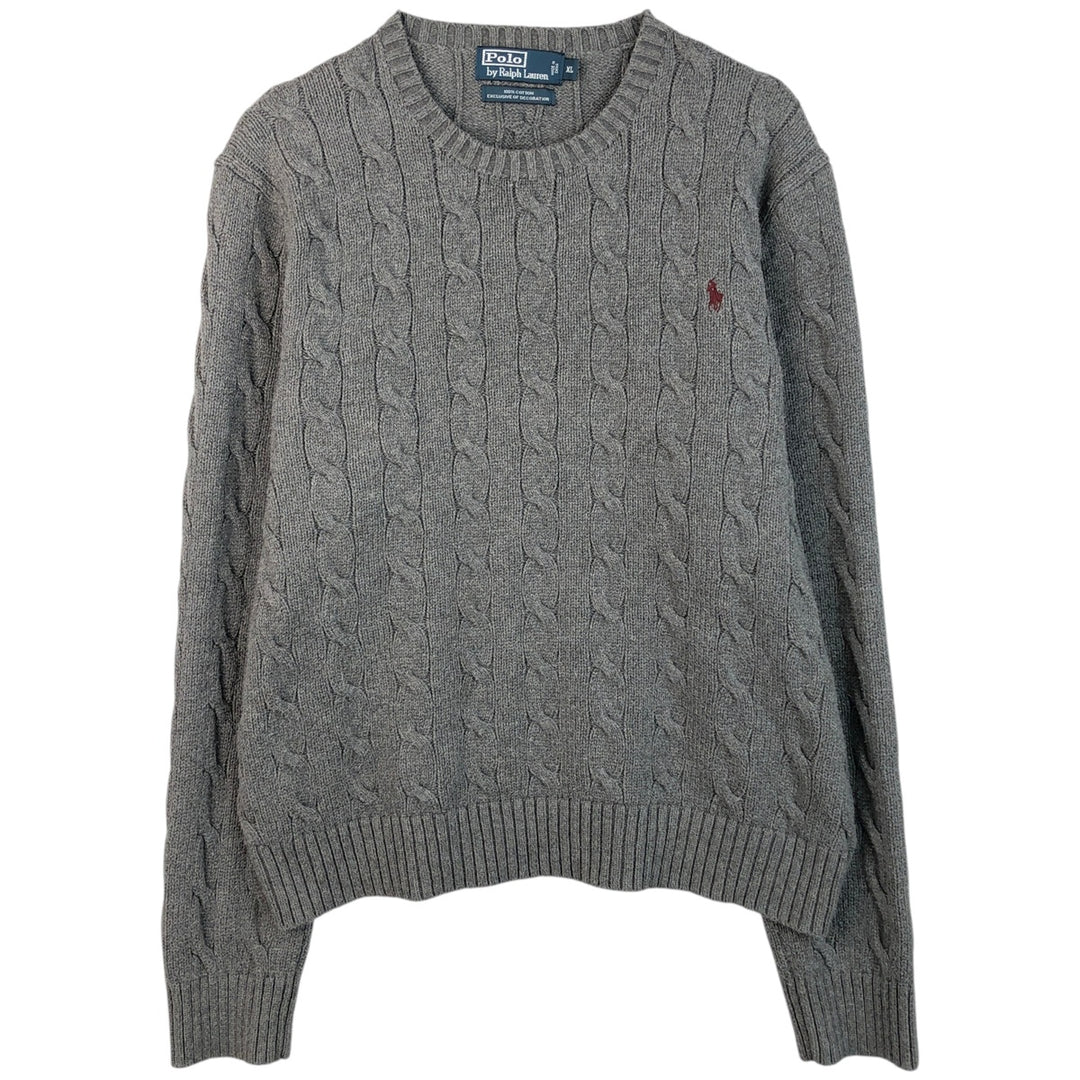 Ralph Lauren POLO by Ralph Lauren Cable Knit Cotton Sweater Men's XL cotton gray type Vintage Second Hand