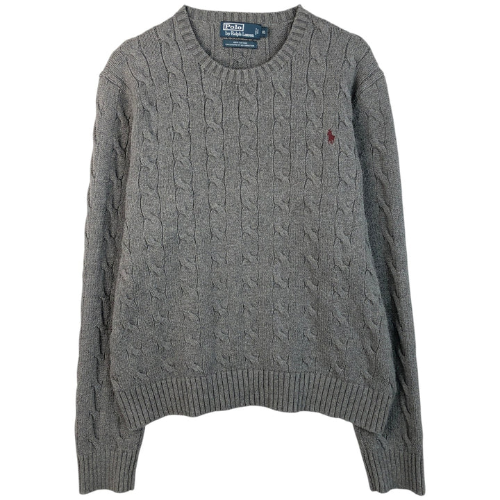 Ralph Lauren POLO by Ralph Lauren Cable Knit Cotton Sweater Men's XL cotton gray type Vintage Second Hand