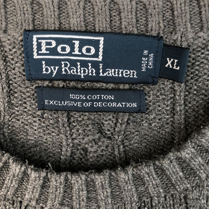 Ralph Lauren POLO by Ralph Lauren Cable Knit Cotton Sweater Men's XL cotton gray type Vintage Second Hand