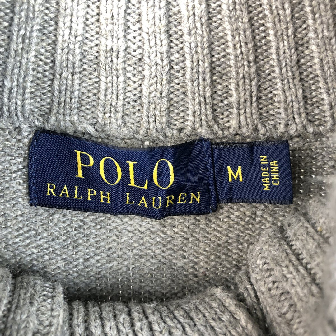 Ralph Lauren POLO RALPH LAUREN half-button cotton knit sweater, men's size M cotton gray type Vintage Second Hand