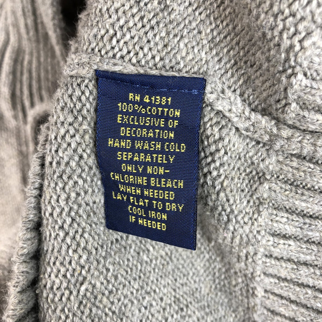 Ralph Lauren POLO RALPH LAUREN half-button cotton knit sweater, men's size M cotton gray type Vintage Second Hand
