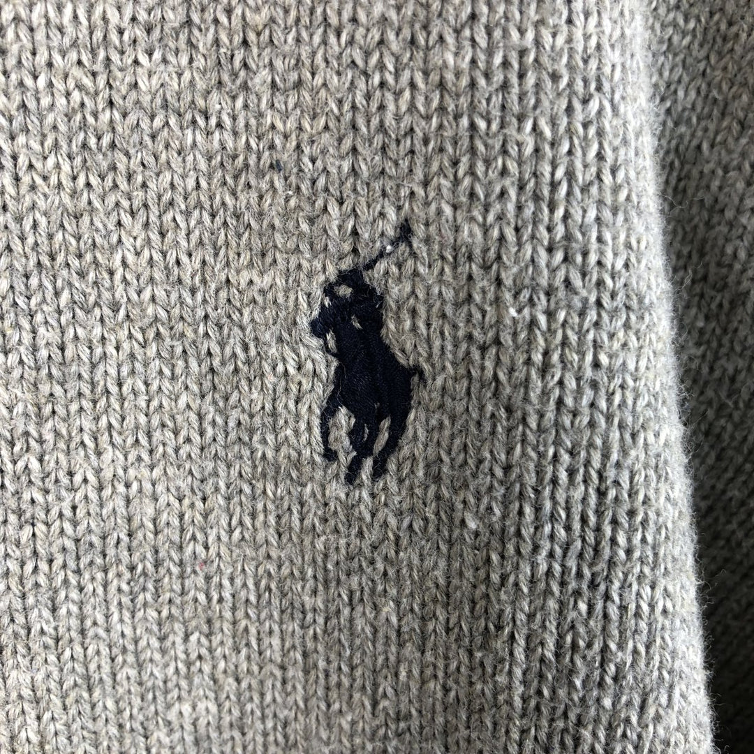 Ralph Lauren POLO RALPH LAUREN half-button cotton knit sweater, men's size M cotton gray type Vintage Second Hand