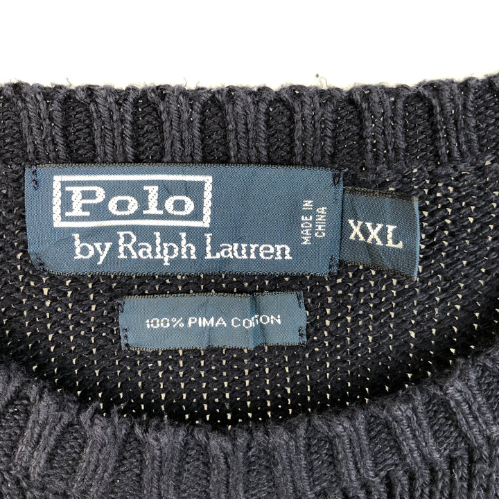 Ralph Lauren POLO by Ralph Lauren Cotton Knit Sweater Men's XXL Pima Cotton navy blue type Vintage Second Hand