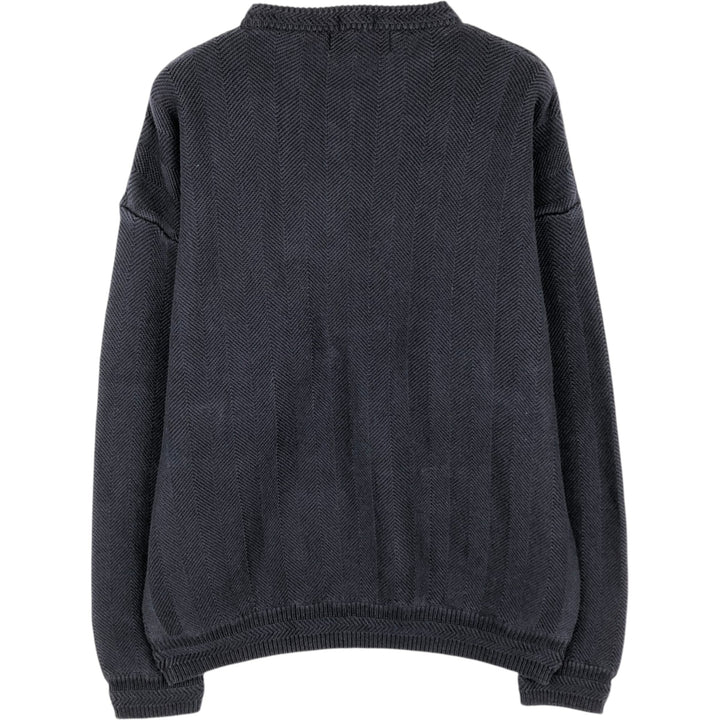 Ralph Lauren CHAPS Men's XL Cotton Knit Sweater, Herringbone cotton navy blue type Vintage Second Hand