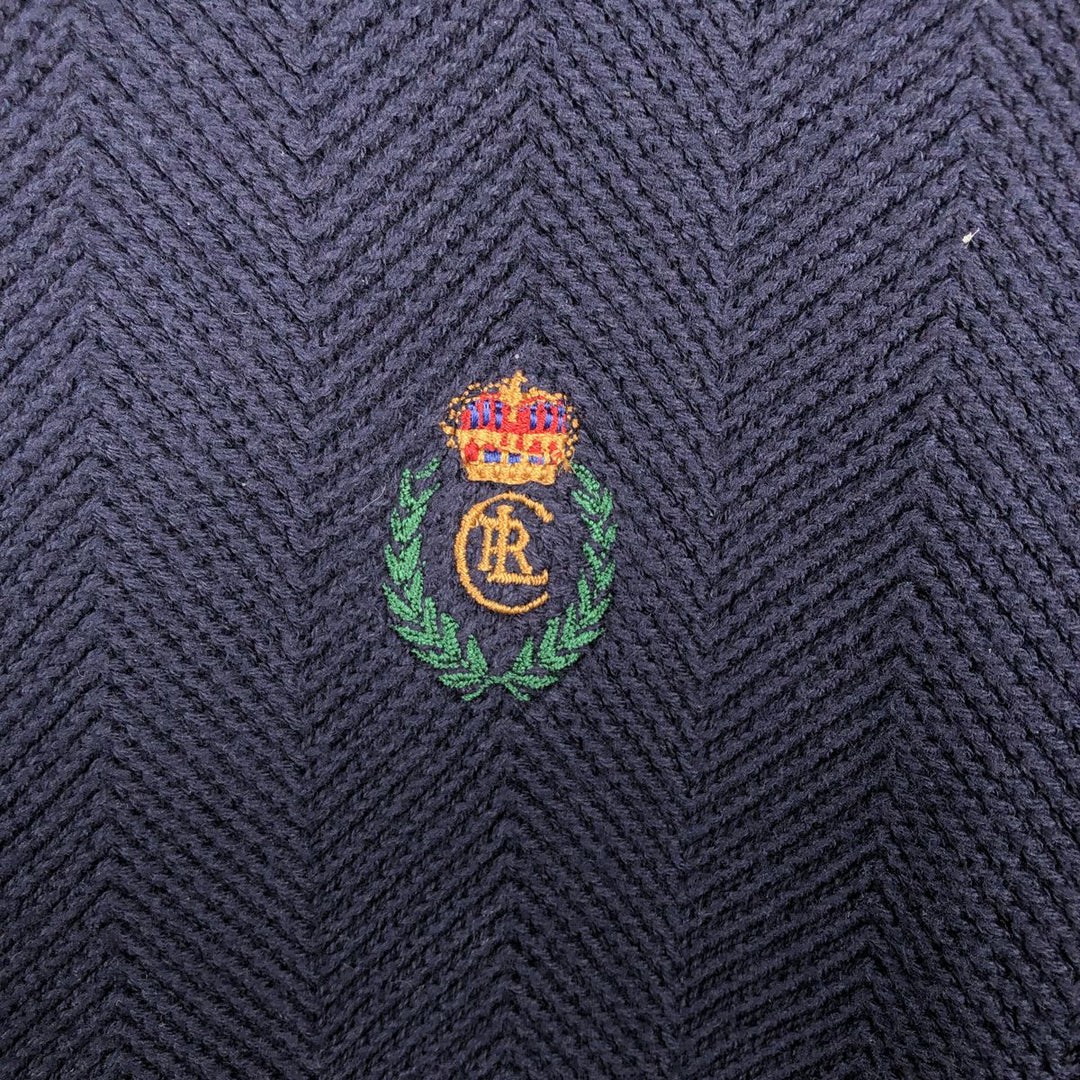 Ralph Lauren CHAPS Men's XL Cotton Knit Sweater, Herringbone cotton navy blue type Vintage Second Hand