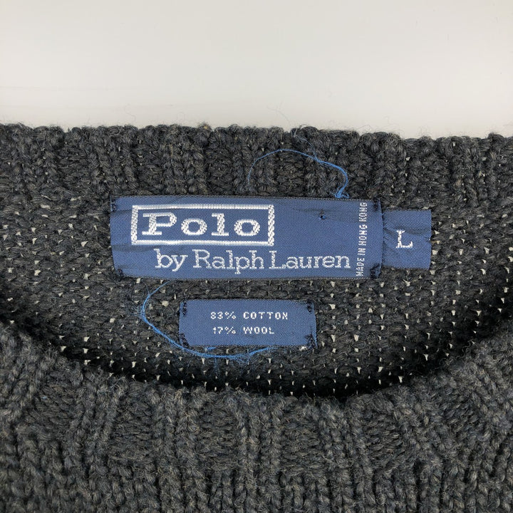 Ralph Lauren POLO by Ralph Lauren Cotton Knit Sweater Men's L size cotton black type Vintage Second Hand