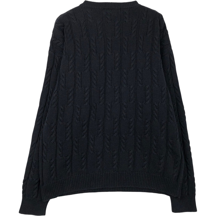 Ralph Lauren Chaps cable knit cotton sweater, men's size XL cotton black type Vintage Second Hand