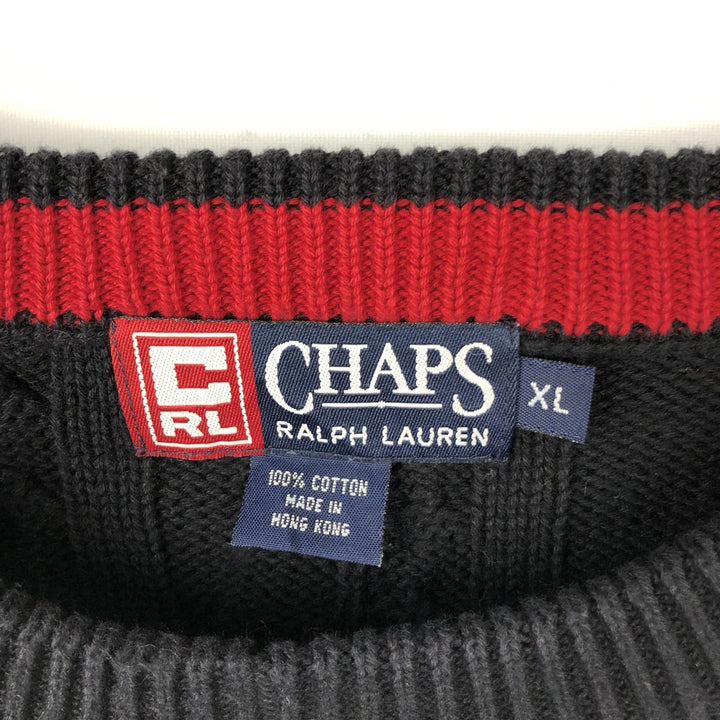 Ralph Lauren Chaps cable knit cotton sweater, men's size XL cotton black type Vintage Second Hand