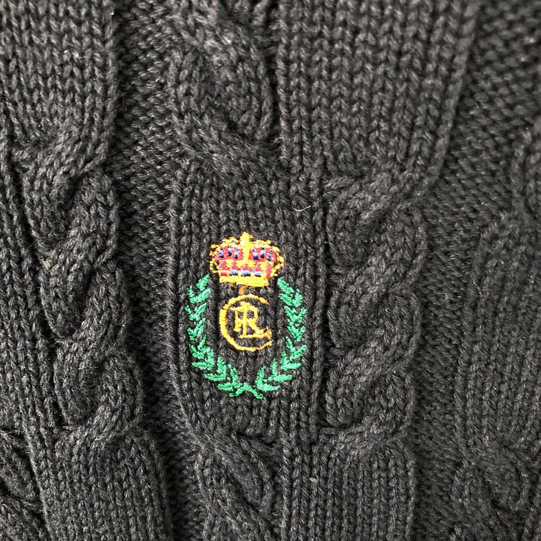 Ralph Lauren Chaps cable knit cotton sweater, men's size XL cotton black type Vintage Second Hand