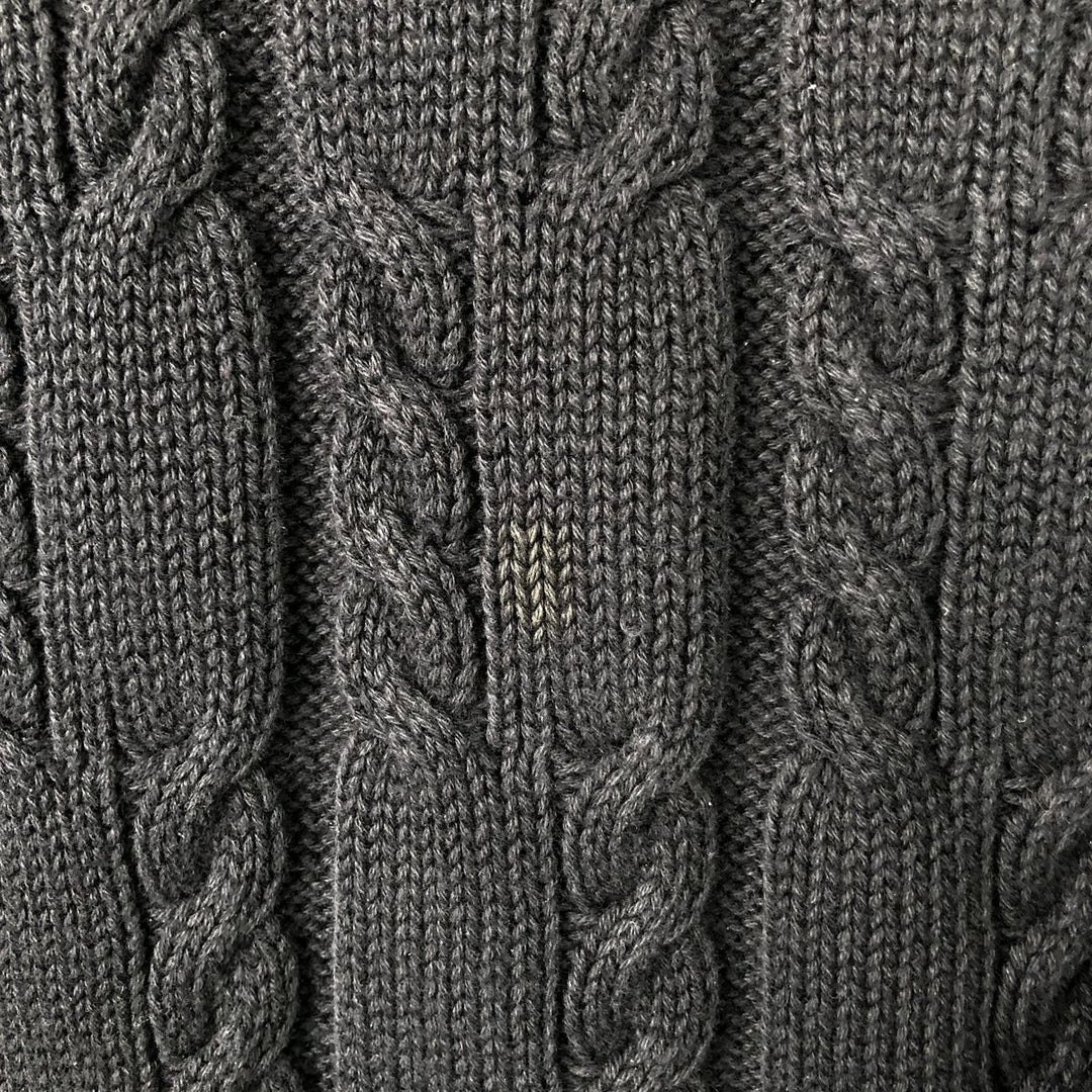 Ralph Lauren Chaps cable knit cotton sweater, men's size XL cotton black type Vintage Second Hand