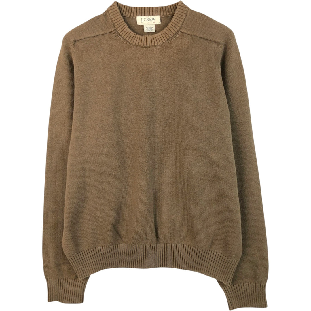 90'S - Vintage J.Crew cotton knit sweater, men's size XL cotton beige type brown Vintage Second Hand