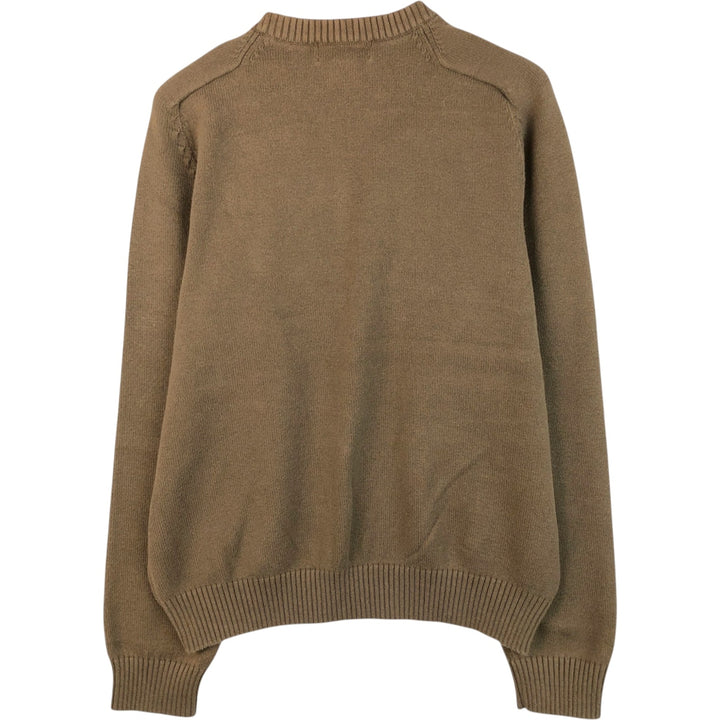 90'S - Vintage J.Crew cotton knit sweater, men's size XL cotton beige type brown Vintage Second Hand