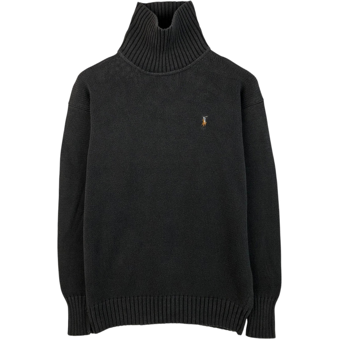 Ralph Lauren turtleneck cotton knit sweater, men's size M cotton black type Vintage Second Hand