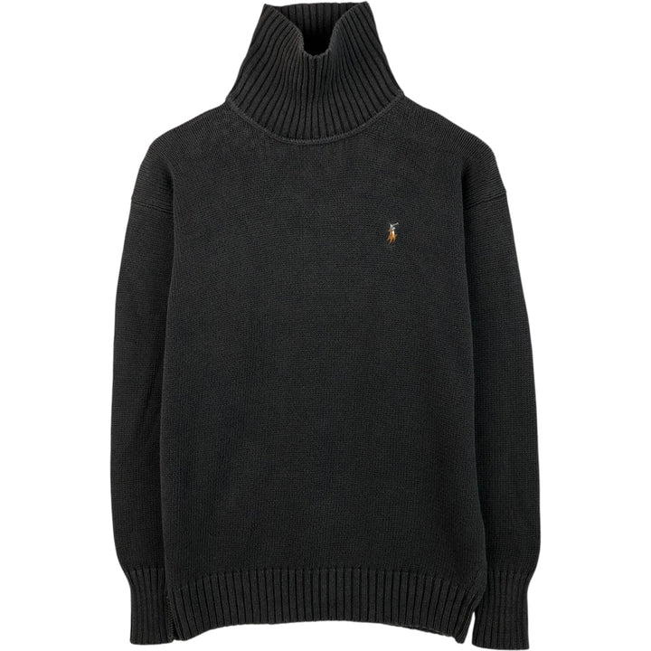 Ralph Lauren turtleneck cotton knit sweater, men's size M cotton black type Vintage Second Hand