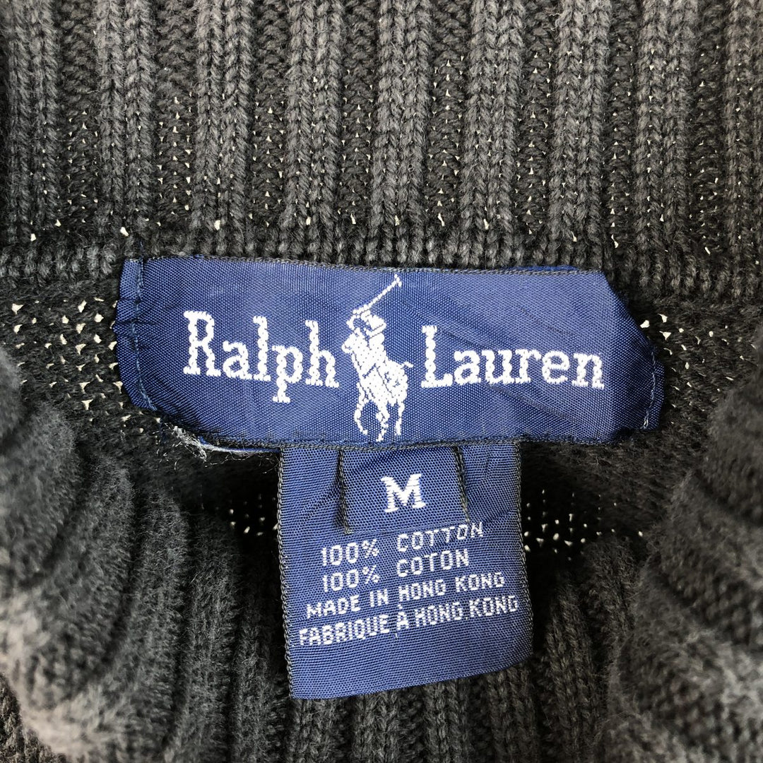 Ralph Lauren turtleneck cotton knit sweater, men's size M cotton black type Vintage Second Hand