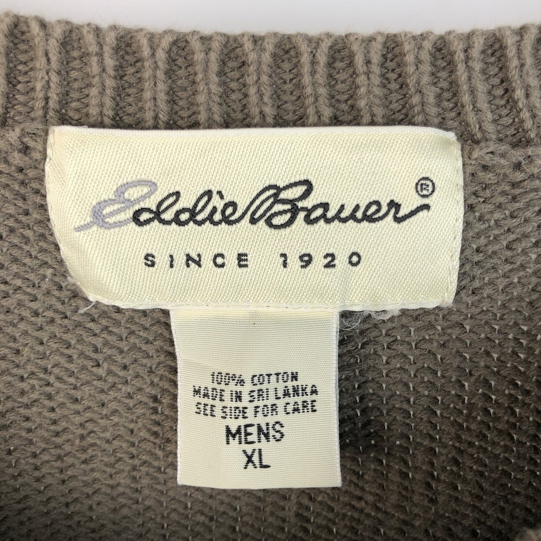 Eddie Bauer Cotton Knit Sweater, Men's XL cotton Khaki type Vintage Second Hand