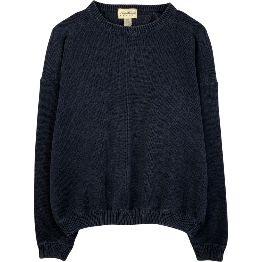 Eddie Bauer Cotton Knit Sweater, Men's XL cotton navy blue type Vintage Second Hand