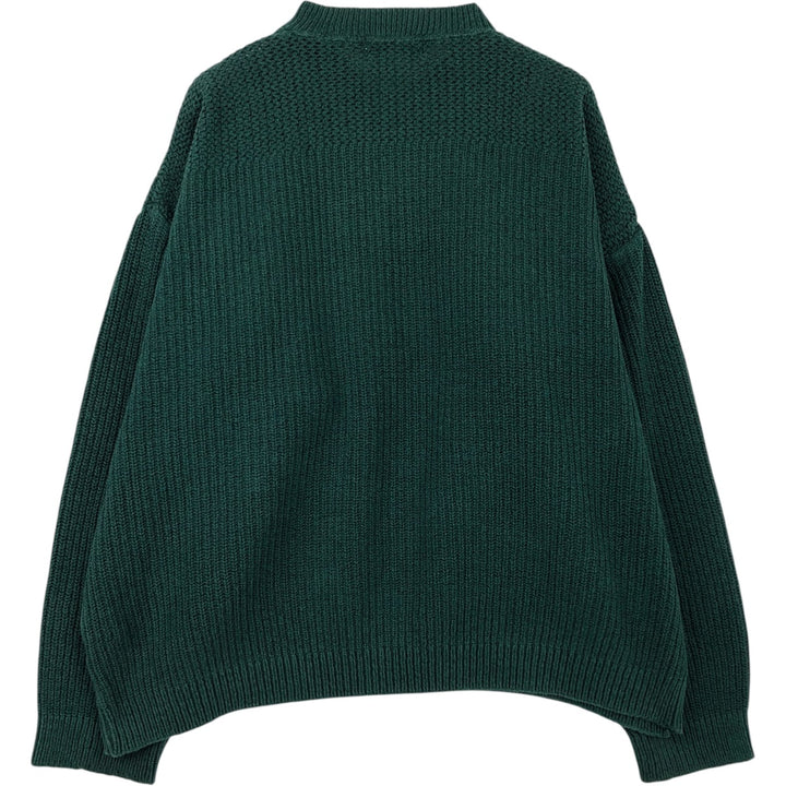 90'S Eddie Bauer Henley Neck Cotton Knit Sweater, Made in USA, Men's Size XL, Vintage cotton green type Vintage Second Hand