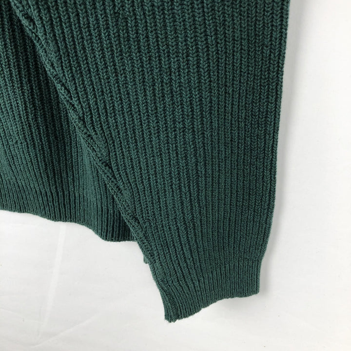 90'S Eddie Bauer Henley Neck Cotton Knit Sweater, Made in USA, Men's Size XL, Vintage cotton green type Vintage Second Hand