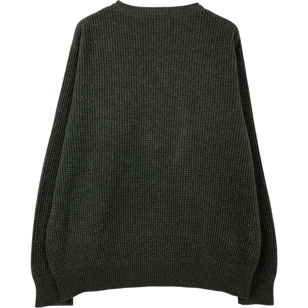 LLBean Men's Henley Neck Cotton Knit Sweater, Size L cotton green type Vintage Second Hand