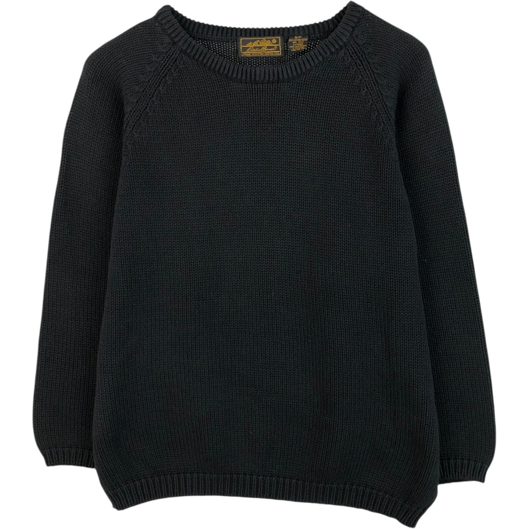 Vintage 80s-90'S Eddie Bauer cotton knit sweater with black tag, size S, men's cotton navy blue type Vintage Second Hand