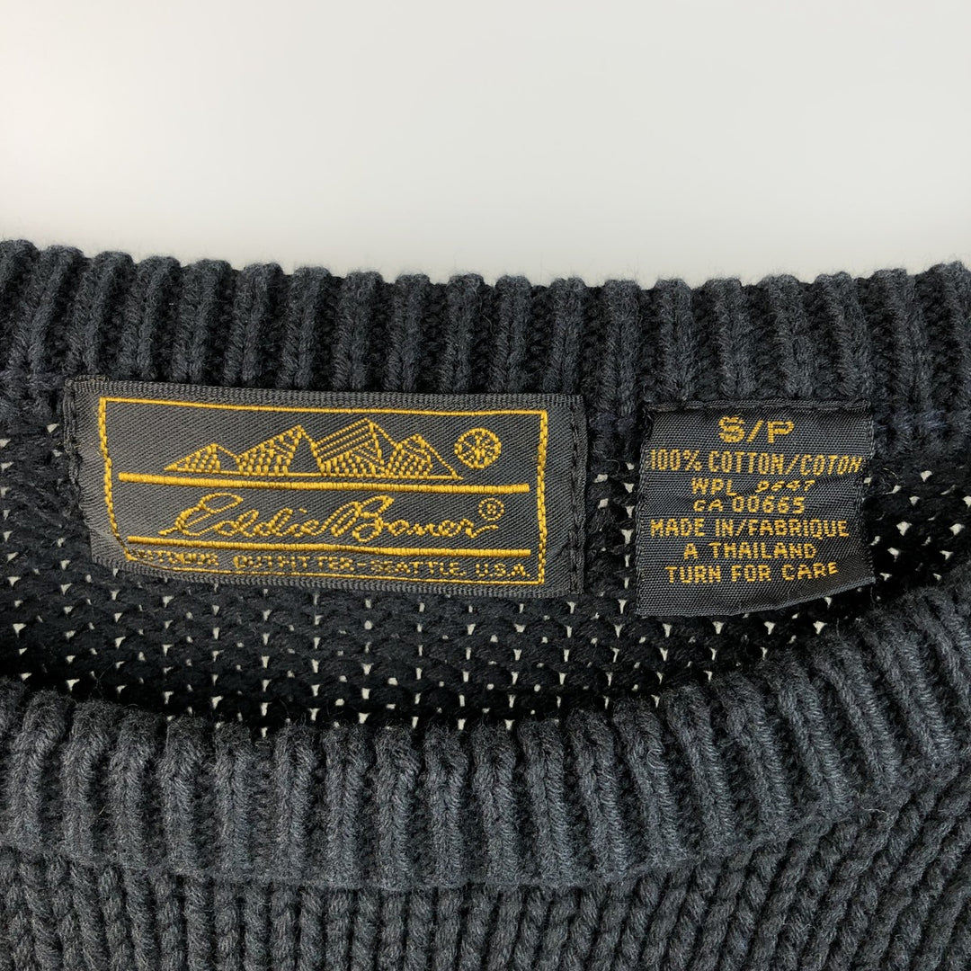 Vintage 80s-90'S Eddie Bauer cotton knit sweater with black tag, size S, men's cotton navy blue type Vintage Second Hand