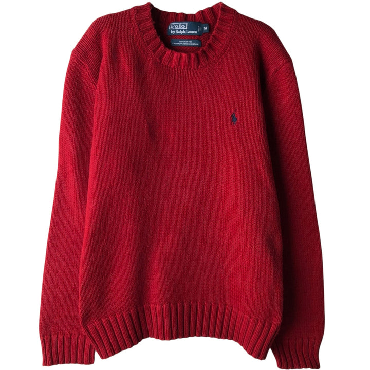 Ralph Lauren POLO by Ralph Lauren Cotton Knit Sweater Men's M Size cotton red type Vintage Second Hand